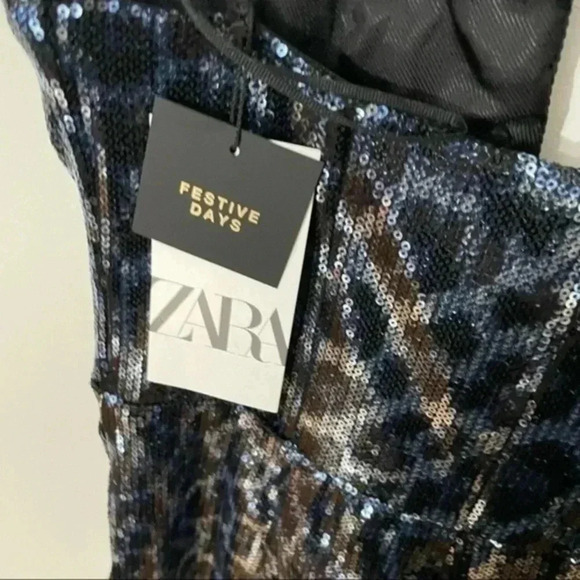 Zara Short Sequin Dress Leopard Print Medium 9447/710 - Picture 9 of 9